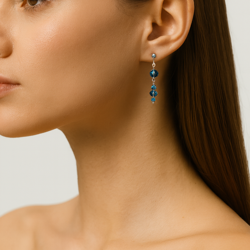 Blue drop down earrings