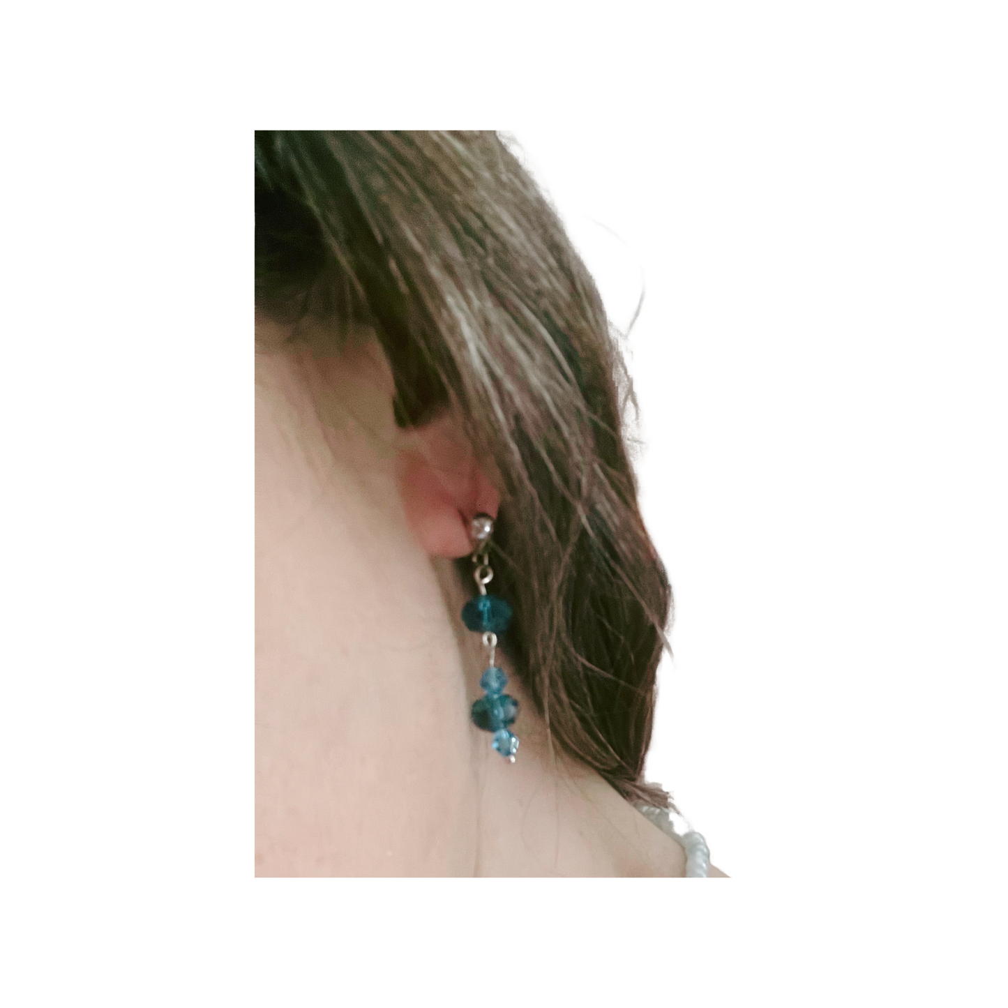 Blue glass beads earrings.