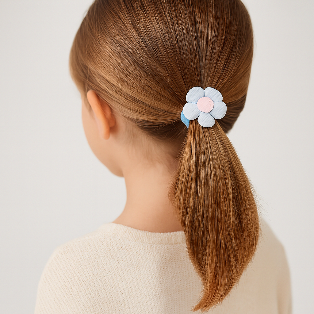 Blue flower elastic for hair.