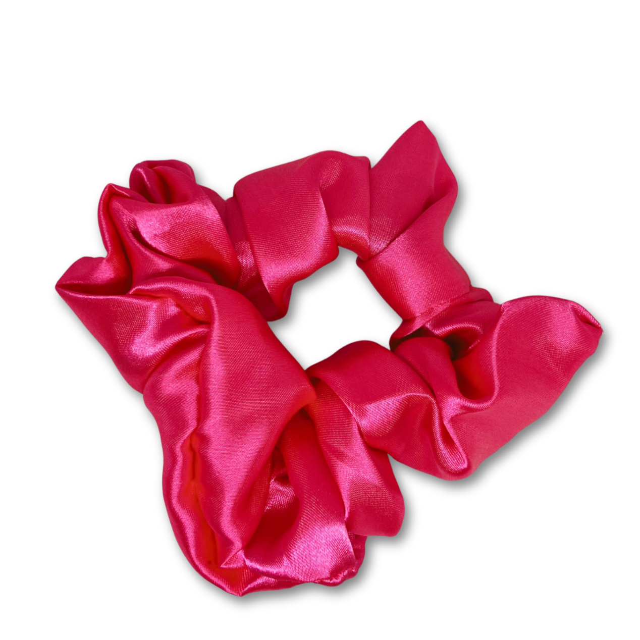 Pink satin scrunchie