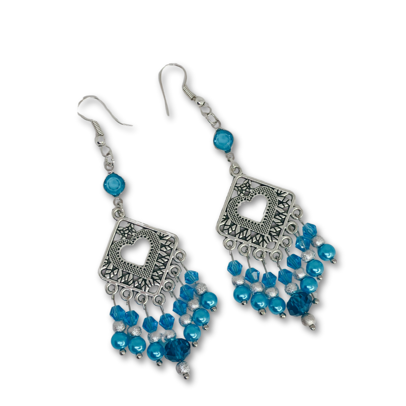 Dangling blue earrings