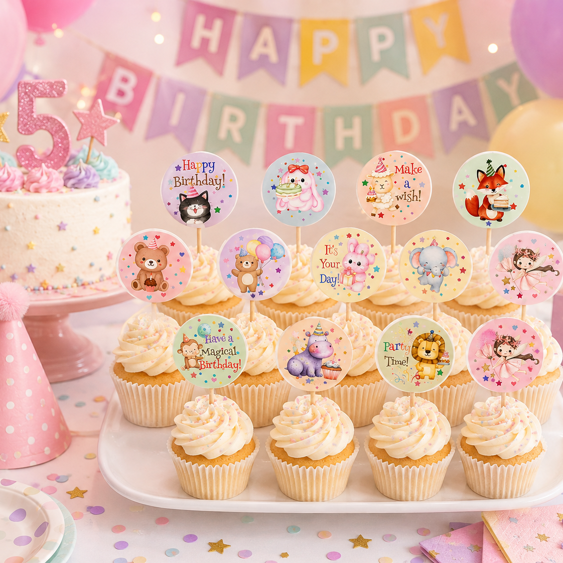 Cupcakes toppers for birthday party