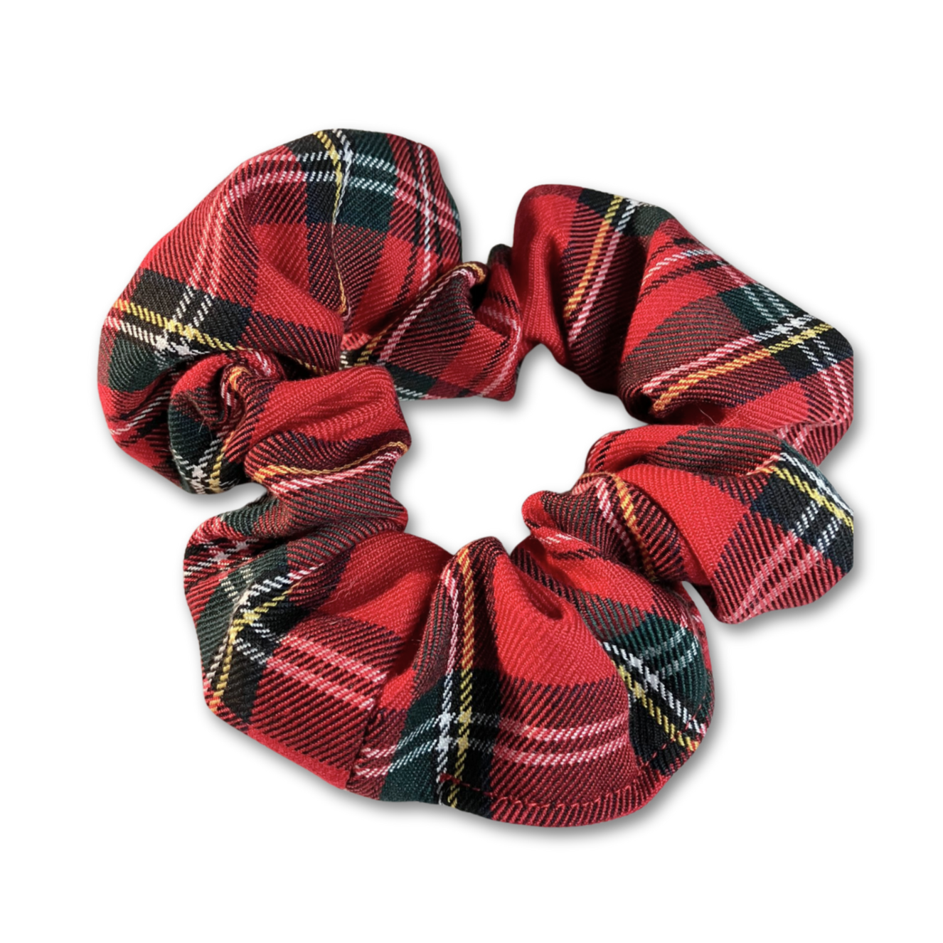 Red plaid hair scrunchie - Elástico de cabelo xadrez vermelho