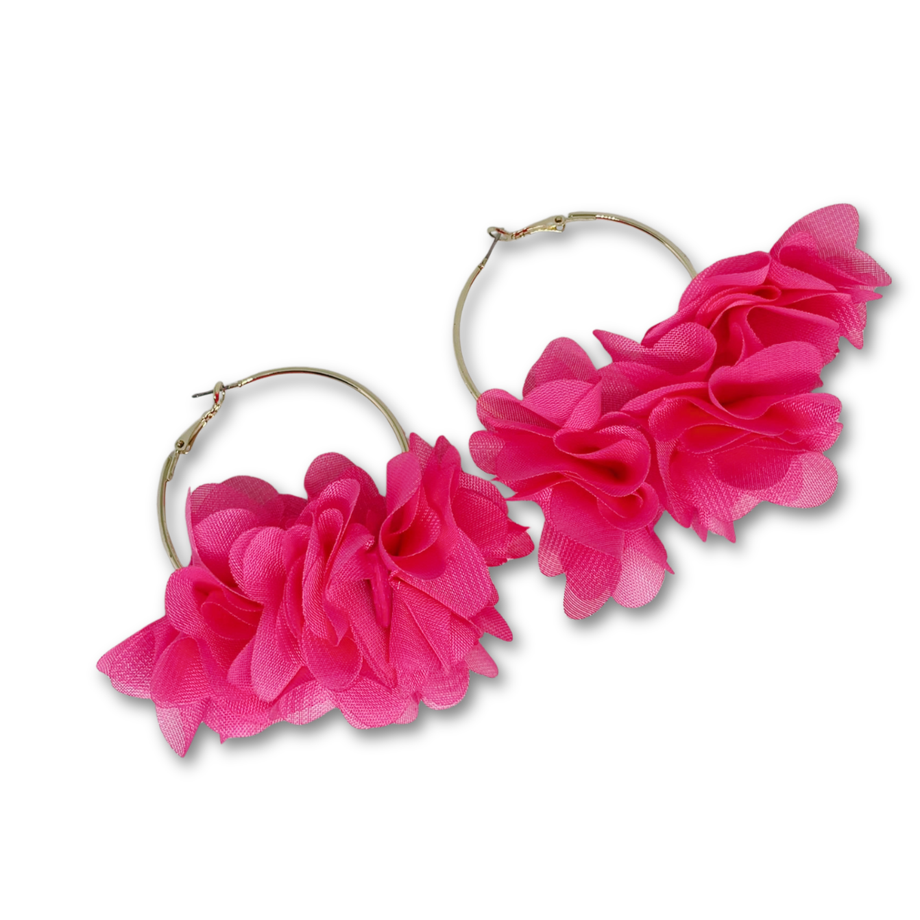 pink floral hoop earrings