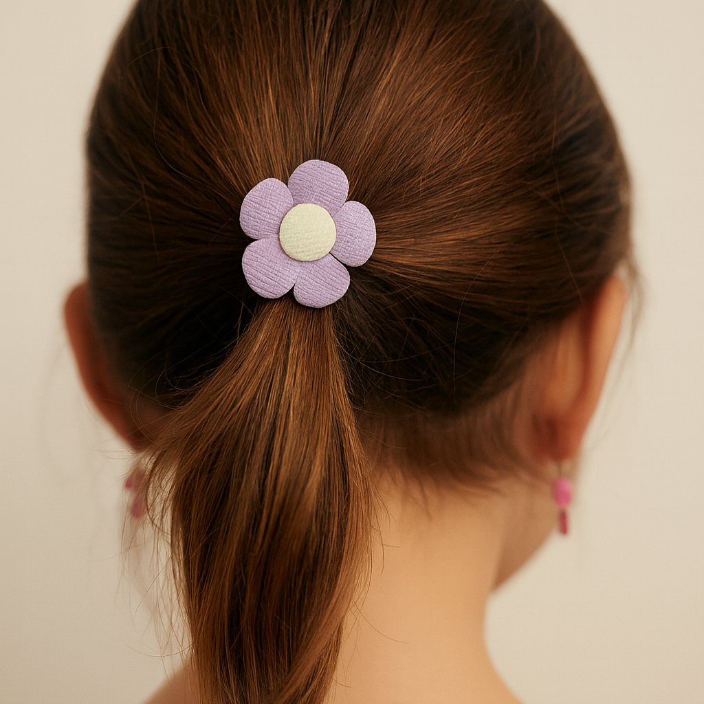Purple flower hair clip