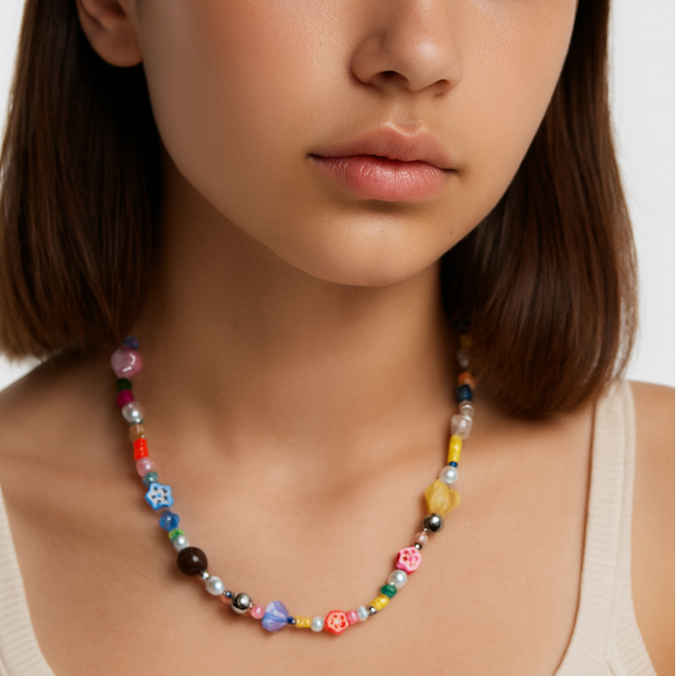 Multi color bead necklace