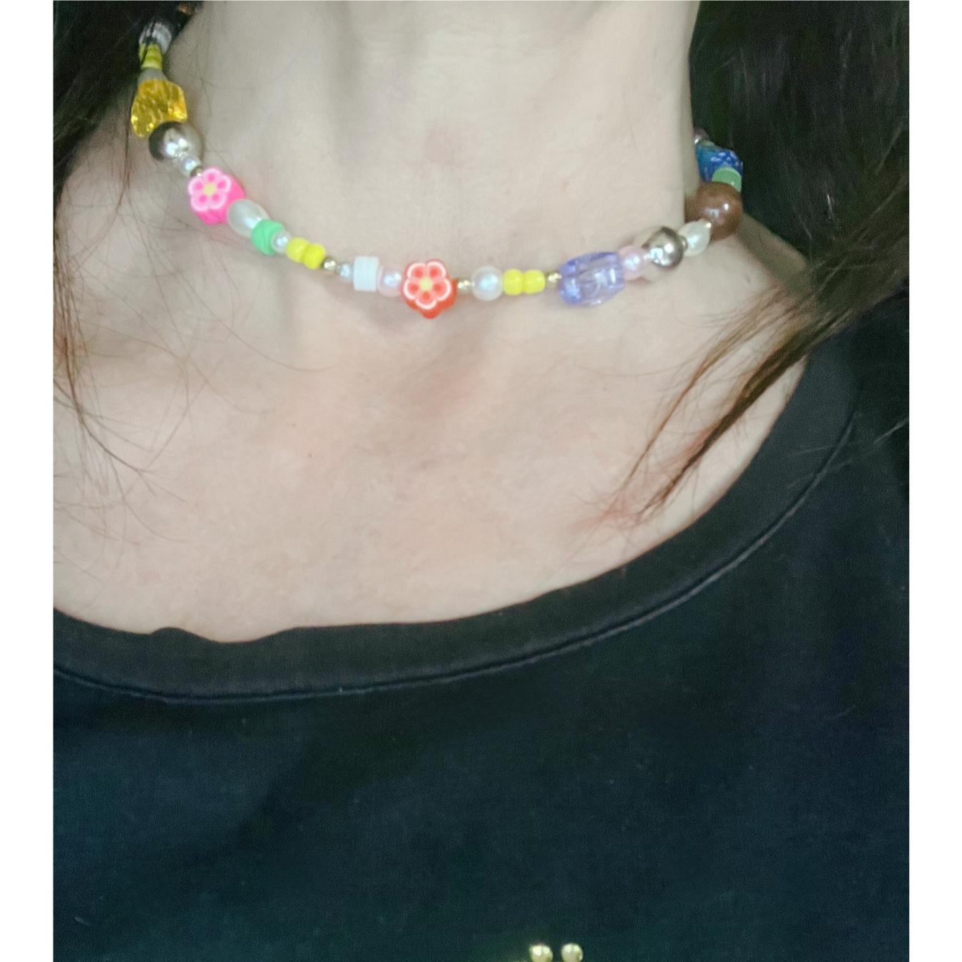 Fun multicolor beaded necklace.