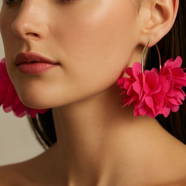 pink floral earrings