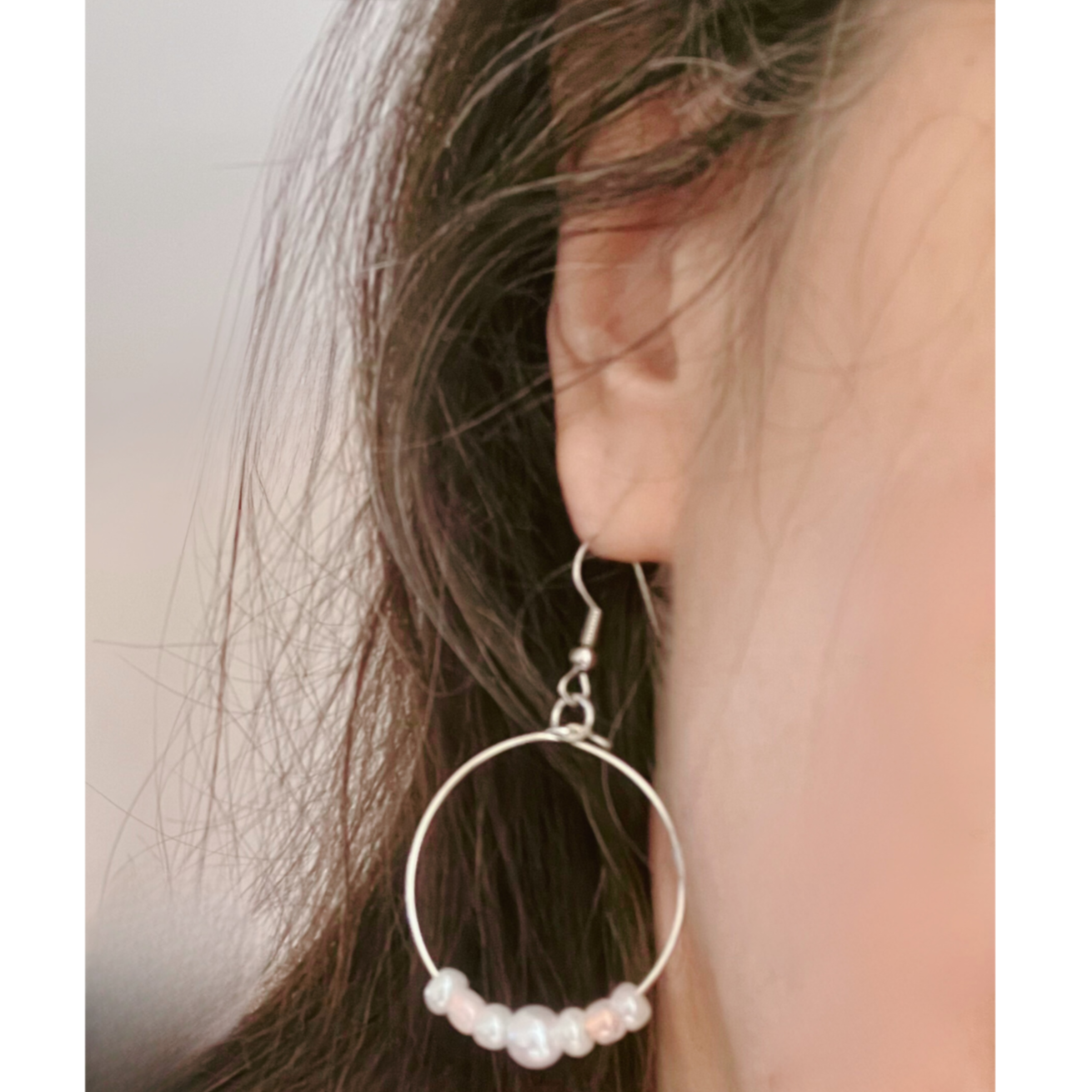 Pastel colors beads looping earrings