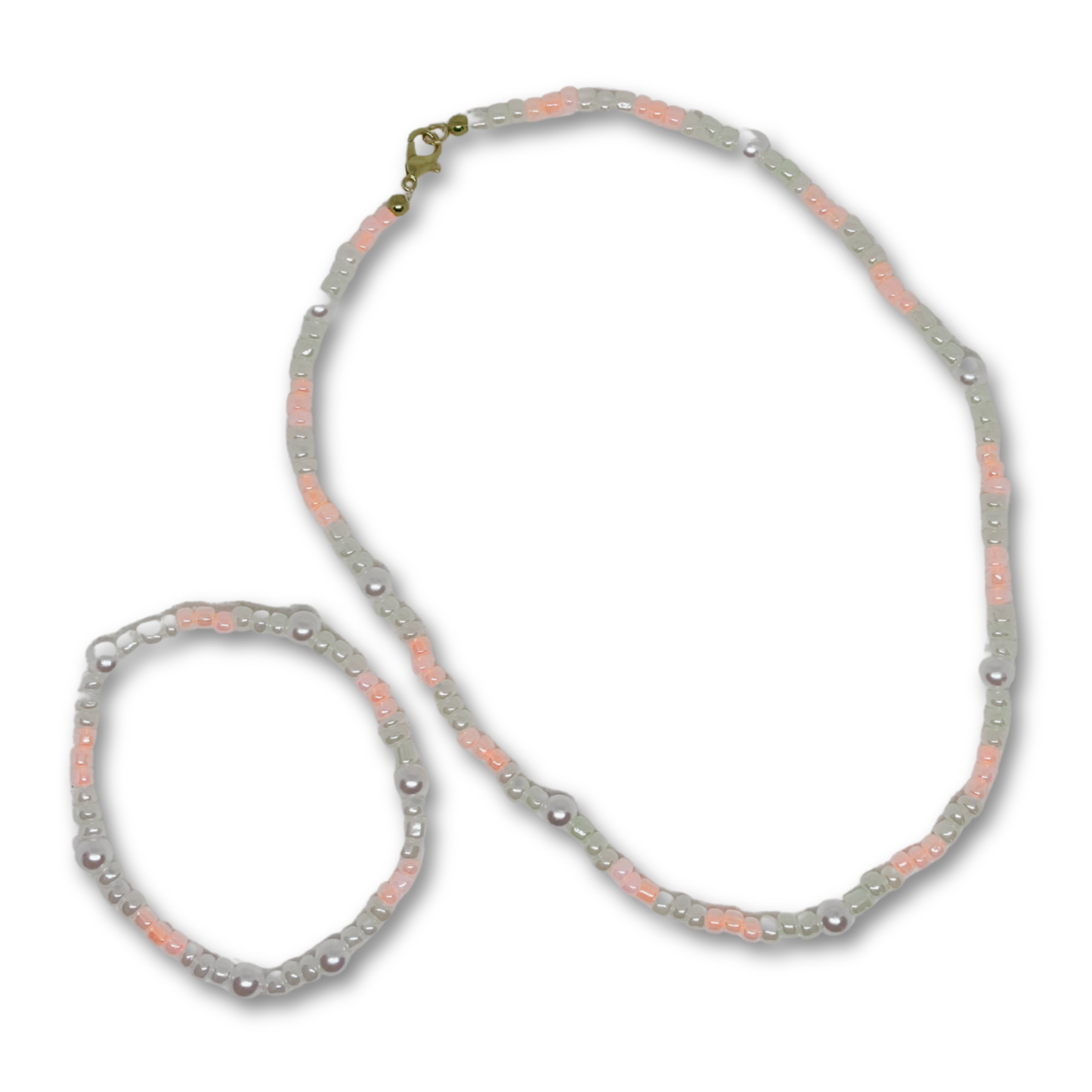 Multi color beads necklace and bracelet.