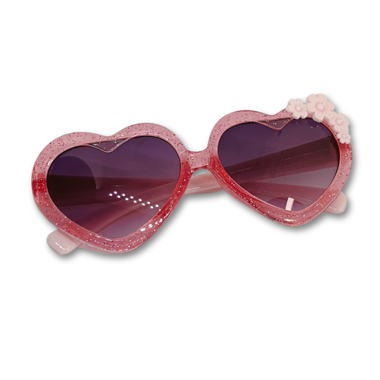 Pink heart shaped sunglasses.