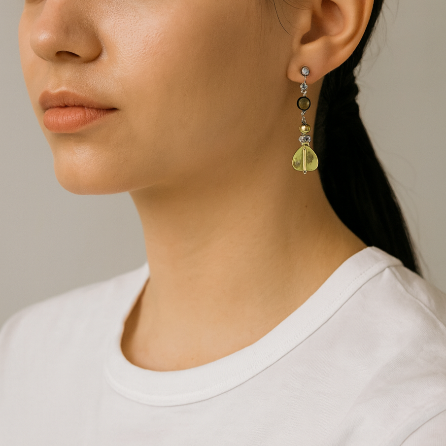 Green heart earrings