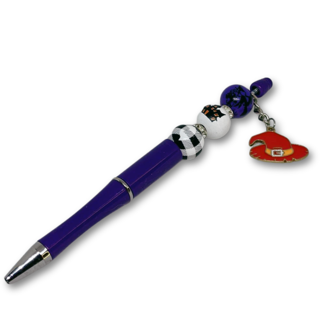 Halloween Themed Blue pen with decorative beads.
