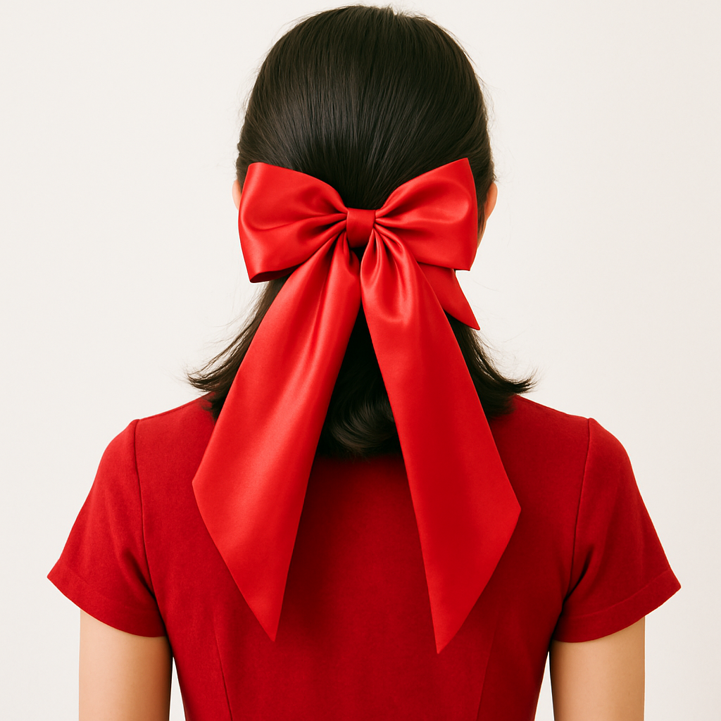 Satin large red bow.