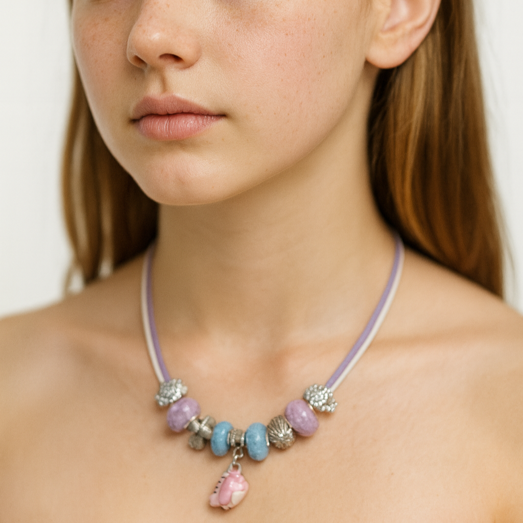 Colorful beaded necklace for young girls.