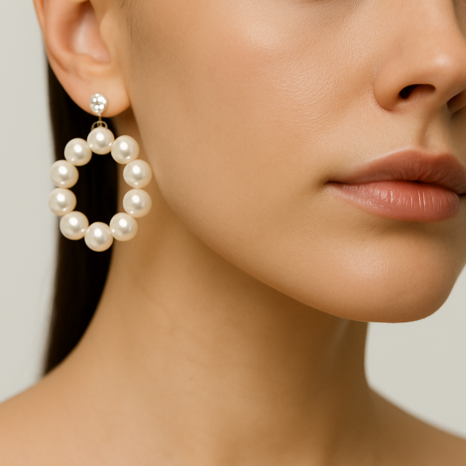Pearl hoop earrings.