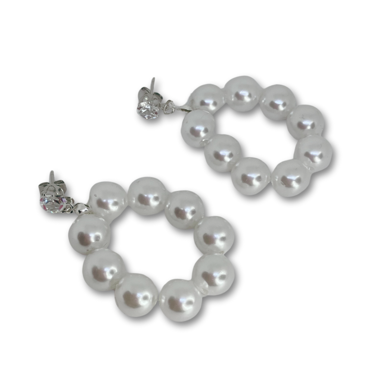 White pearl earrings