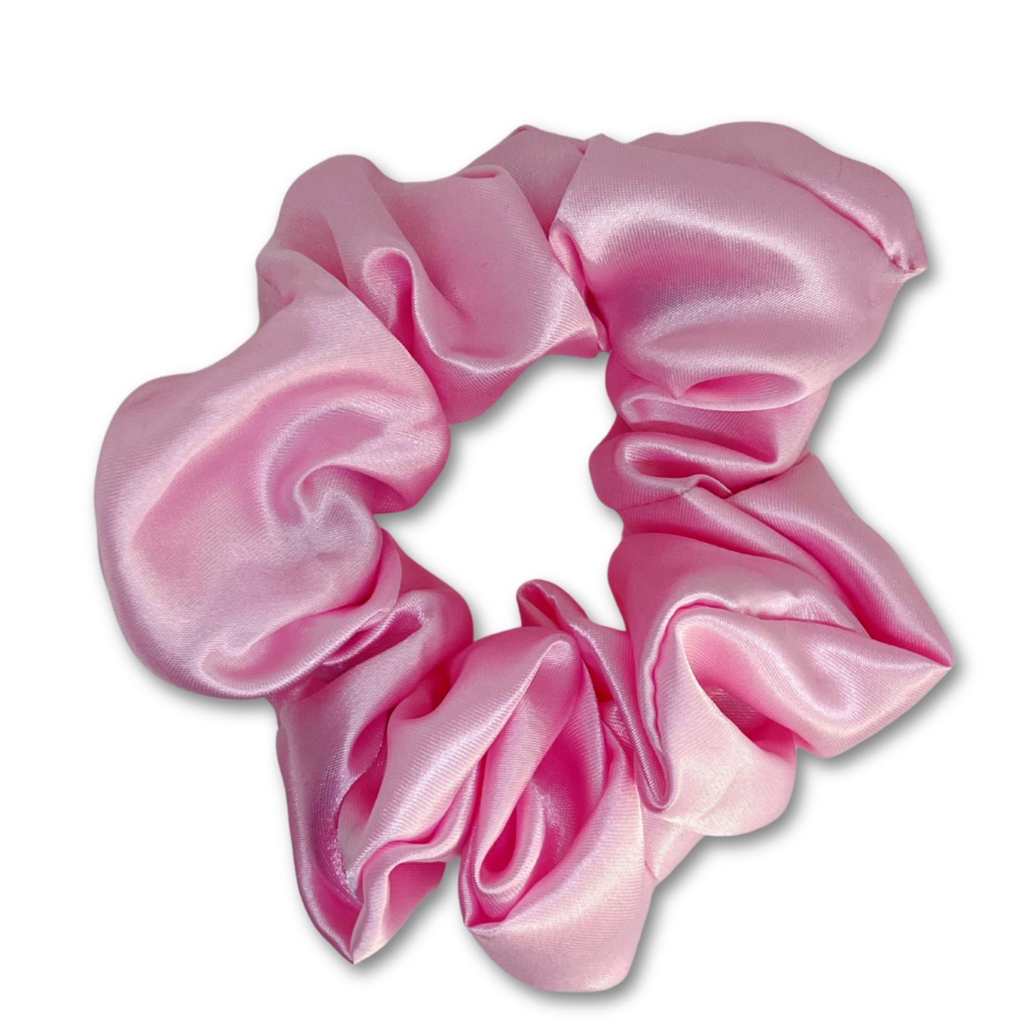 Pink satin hair scrunchie