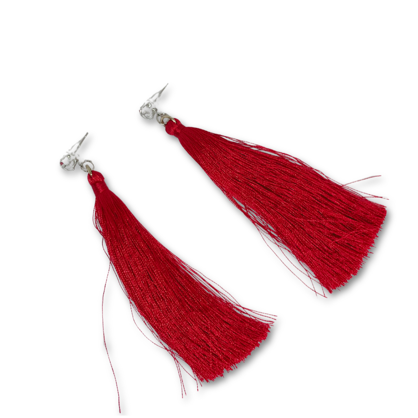 Red tassel earrings set.