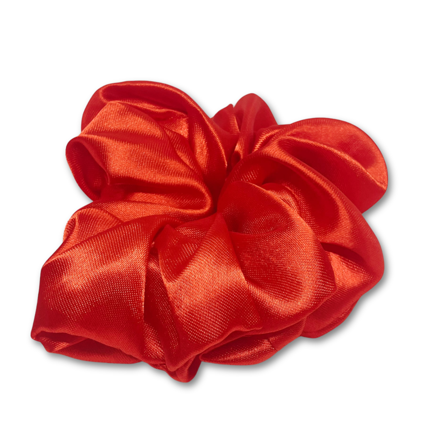 Red satin hair scrunchie.