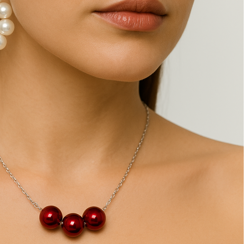 Red pearl necklace.