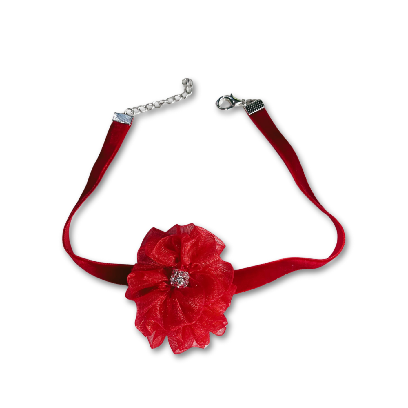 Red velvet flower choker