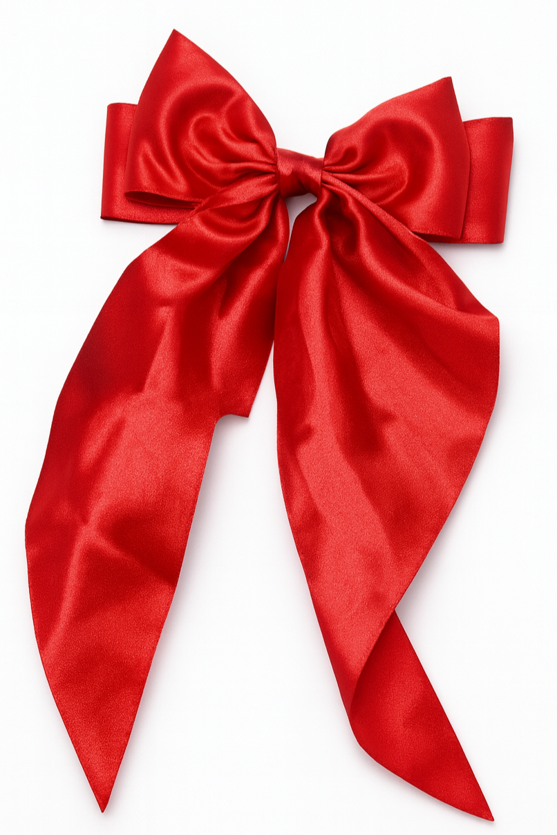 Red satin bow.