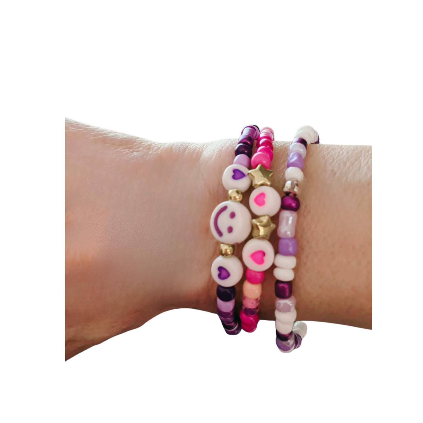 Multi color beads bracelets.