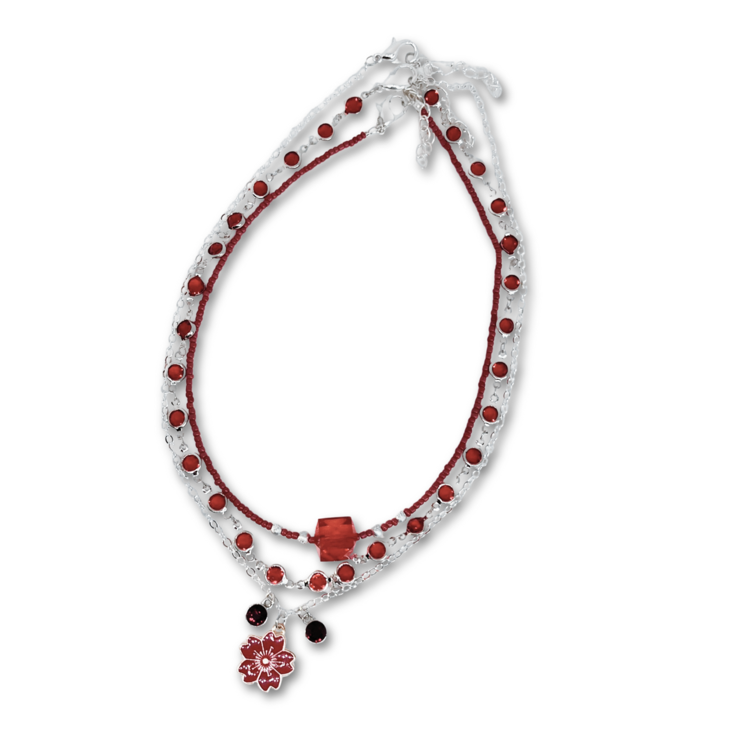 Stack necklaces in red