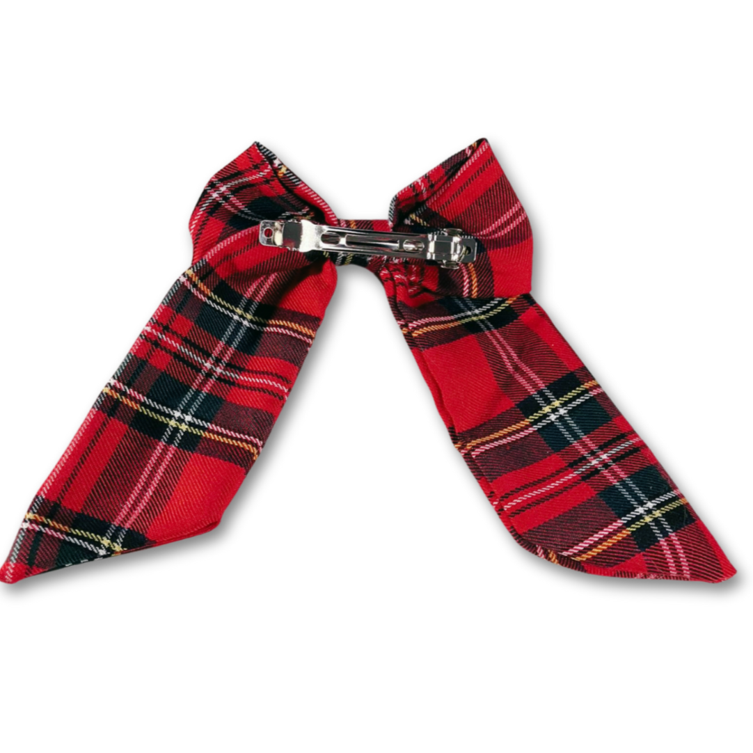 Red plaid hair bow