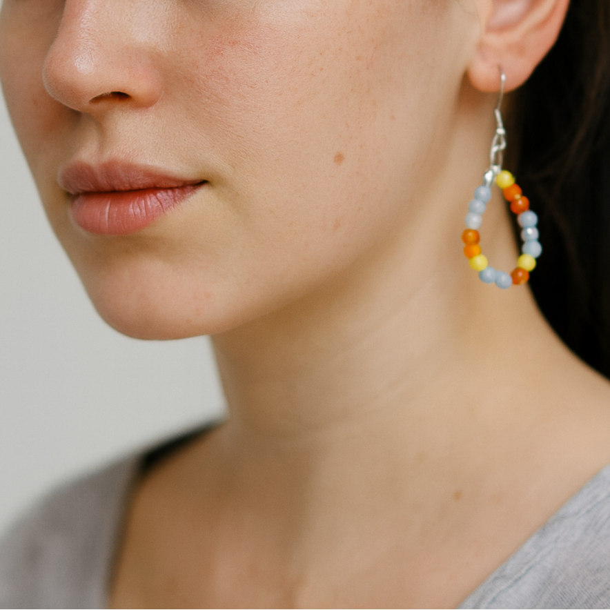 Colorful beach themed beaded earrings.