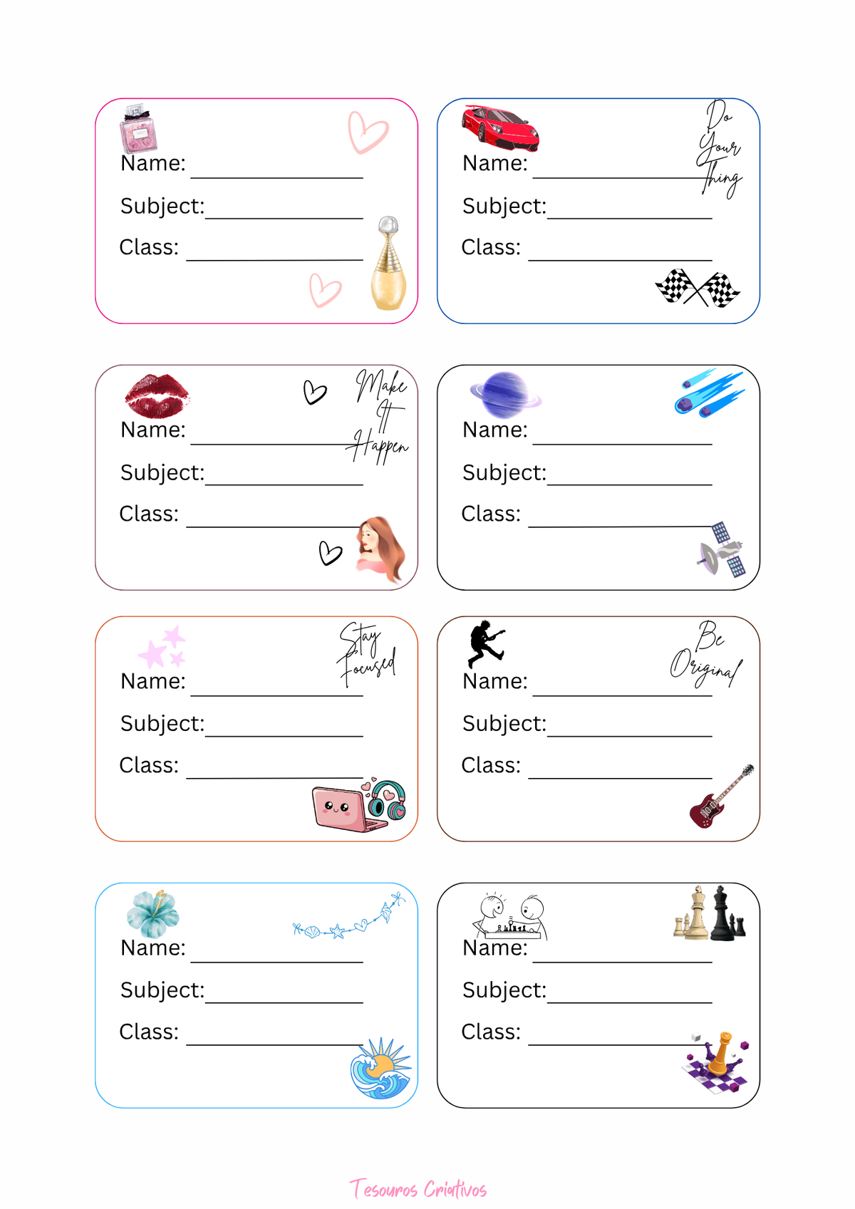 Teen School Labels PT EN