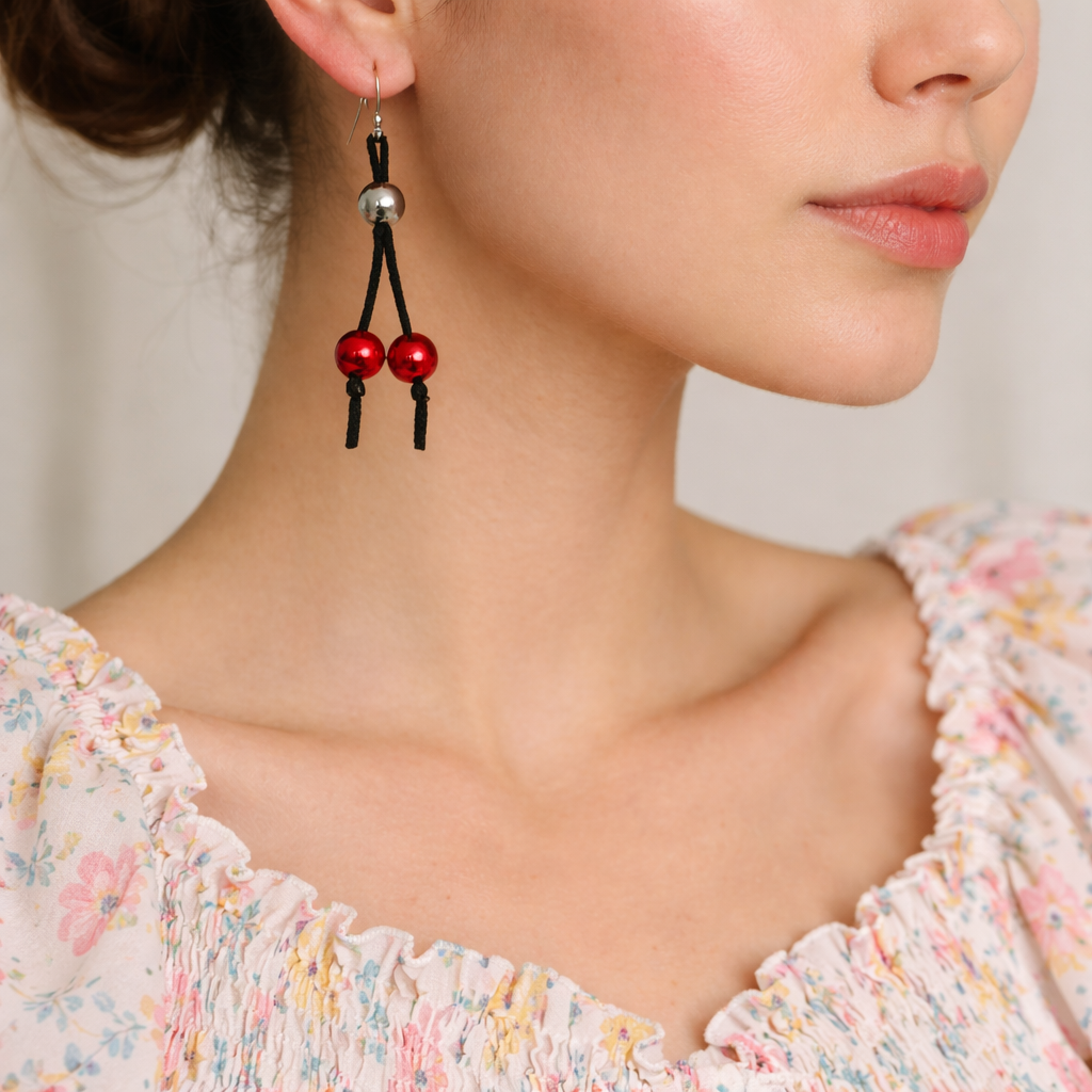 Black suede cord earrings 