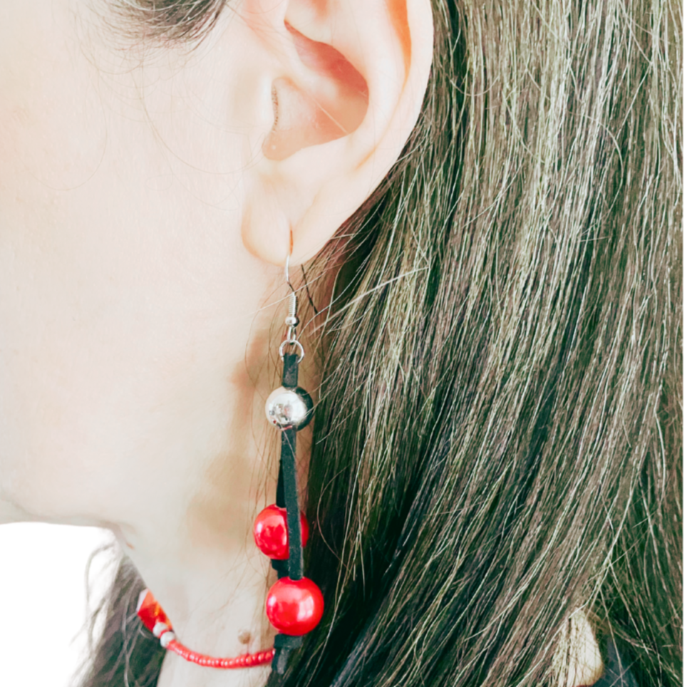 cherry themed earrings 