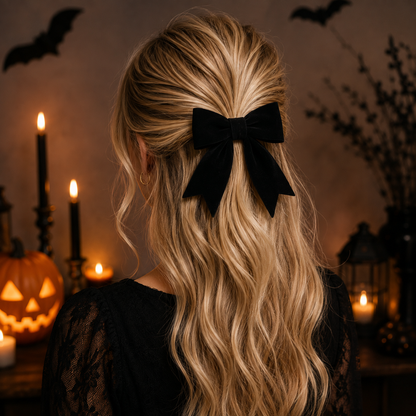 Black velvet hair bow