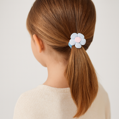 Blue flower elastic for hair.