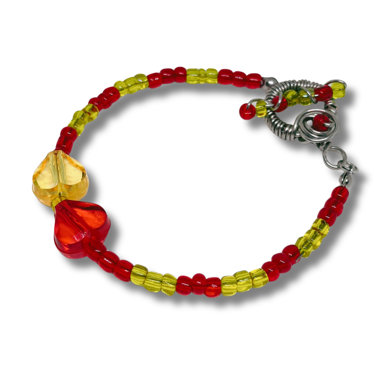 Bracelet with red and yellow beads 