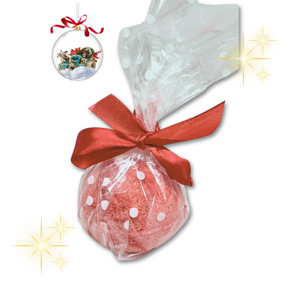 Bath bomb with jojoba and orange essential oil.