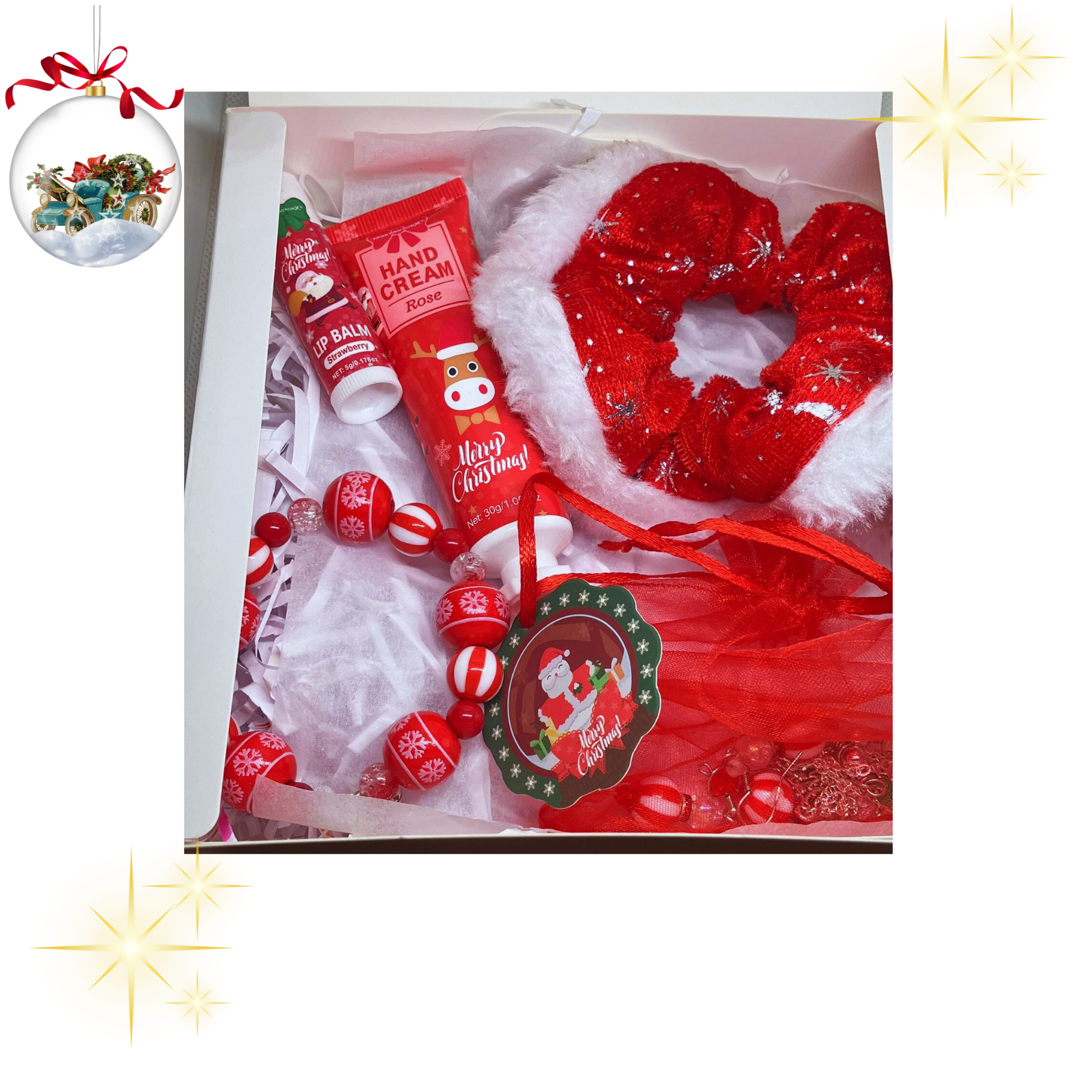 Products inside gift box