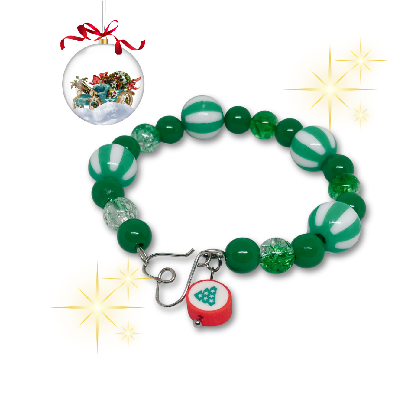 Christmas themed green bracelet