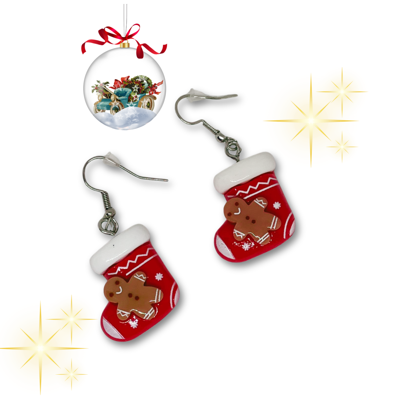 Gingerbread man red earrings.