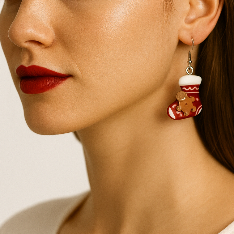 Red gingerbread man earrings