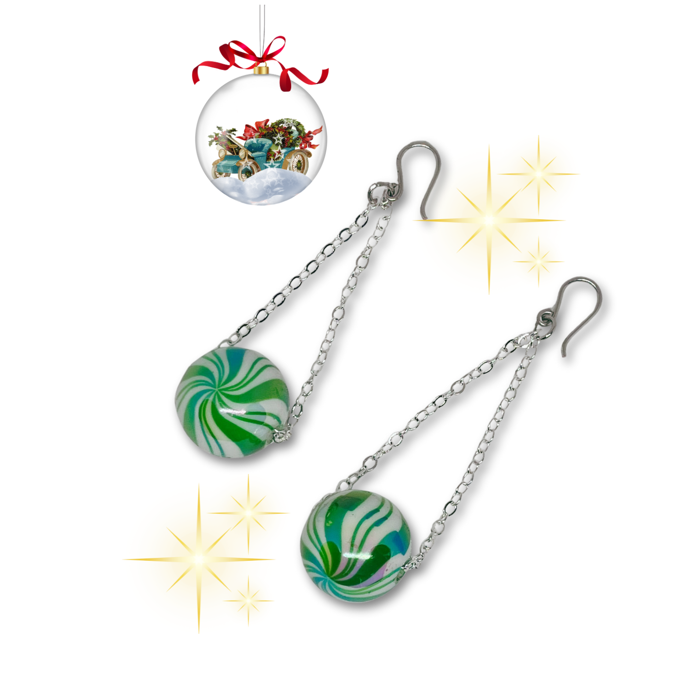 Christmas themed green earrings
