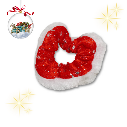 Christmas Themed Red Velvet Hair Scrunchie.