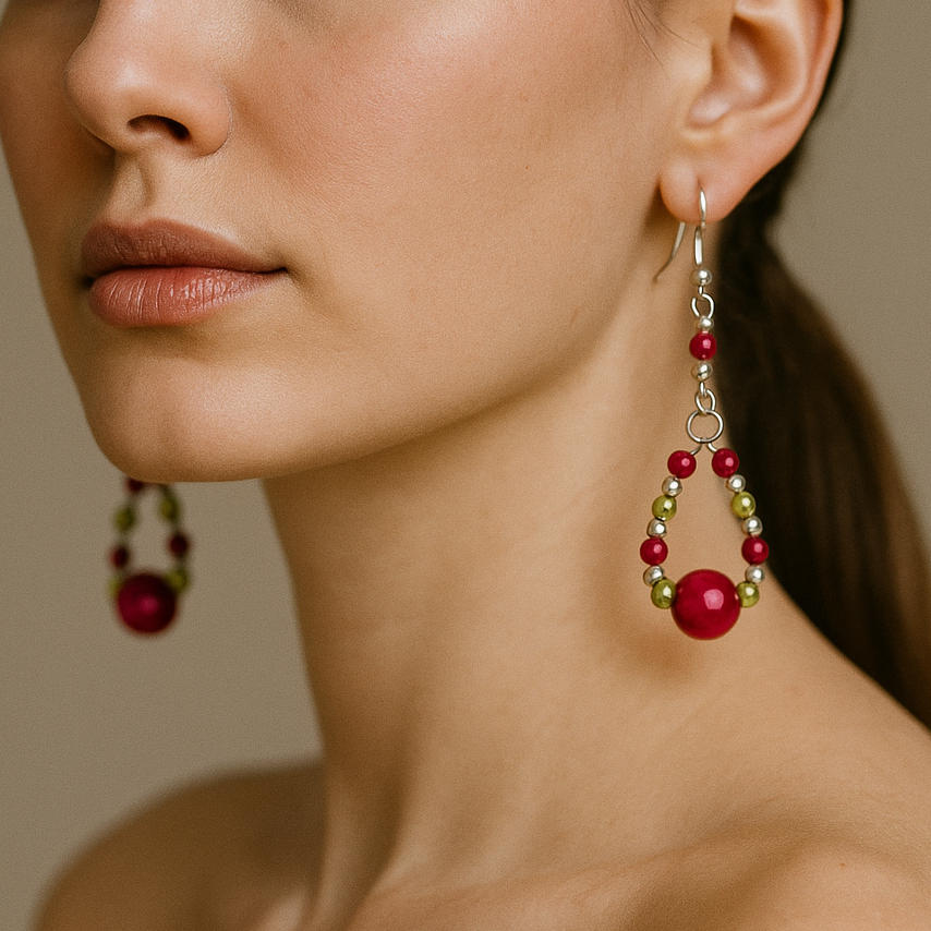 Multi color beads earrings.