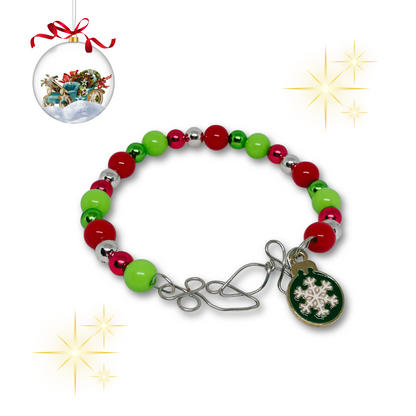 Christmas themed multi color beads with snowflake charm.