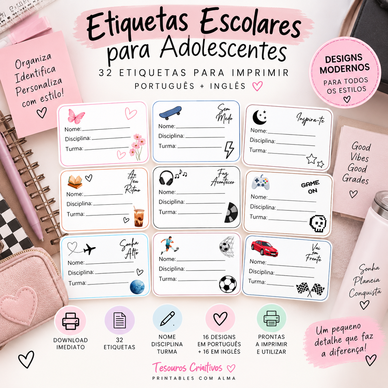 Etiquetas escolares para adolescentes