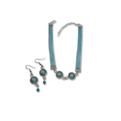 The Everyday Azure gift set for women featuring blue ocean themed choker and earrings