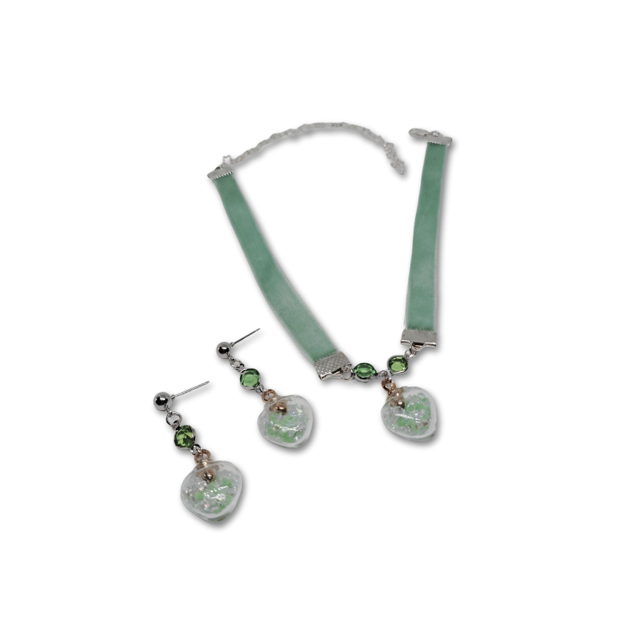 The Everyday Glow gift set for women featuring green forest themed necklace and earrings