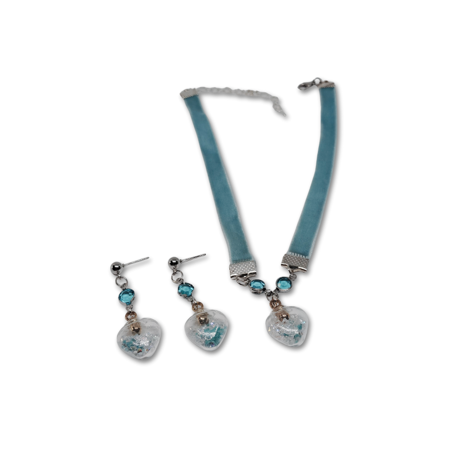 The Everyday Radiance gift set for women featuring blue ocean themed necklace and earrings